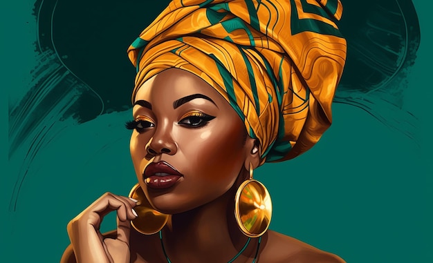 afroamerikanische Frau Gesicht Porträt helle igital generierte Illustration