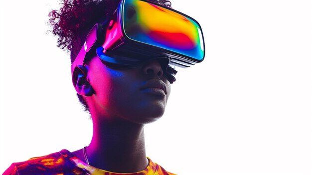 Foto afroamerikanische frau mit vr-brille im 90er-disco-stil