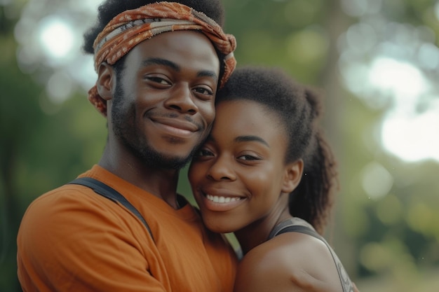 Afroamerikanische Geschwister verbinden sich glücklich im Freien im Park