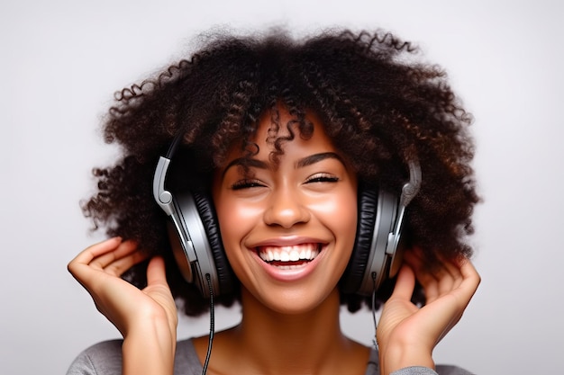 afroamerikanische junge Frau, die Musik hört