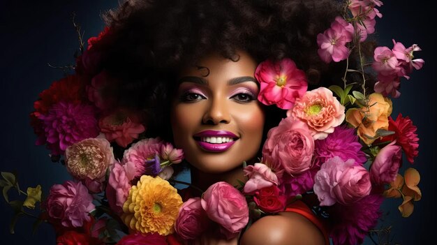 Afroamerikanische Schönheit mit Blumen