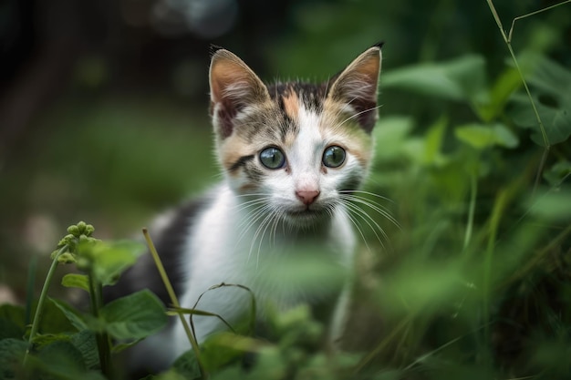 Afuera un gatito encantador