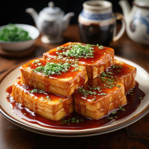 Agedashi Tofu Tofu frito en una salsa salada basada en dashib culinaria japonesa