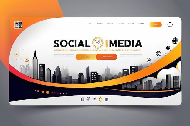 Foto agência de marketing digital linha de tempo de mídia social design de página de capa