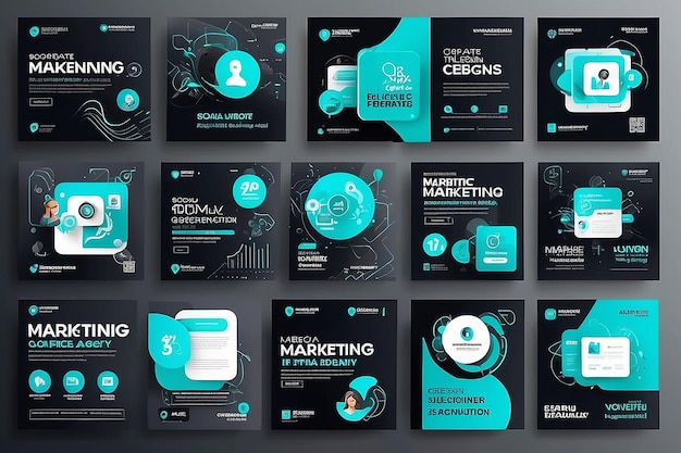 Agência de Marketing Digital Webinar Online Mídia Social Post Set Promoção de Negócios Corporativos Banner de Mídias Sociais