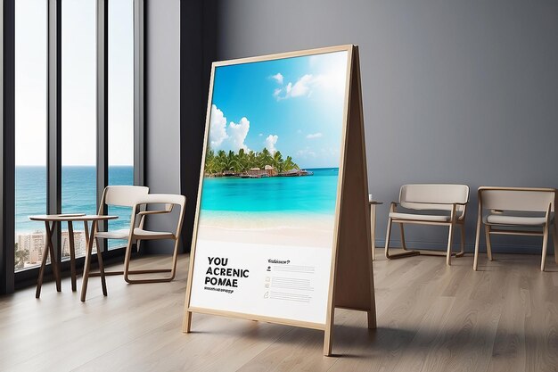 Agência de Viagens Pacote de Férias Display Signage Mockup com espaço branco vazio para colocar o seu projeto