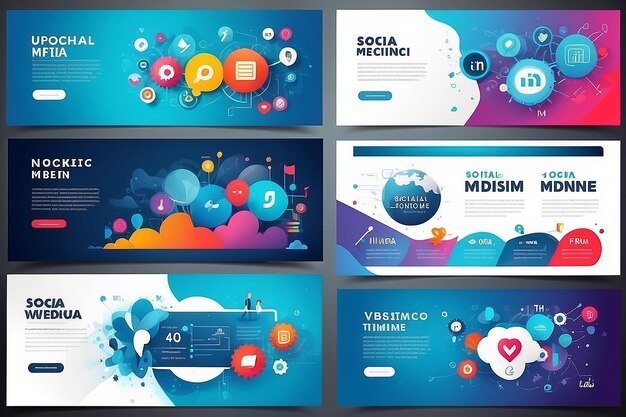 Agencia de marketing digital Línea de tiempo de las redes sociales Diseño de página de portada