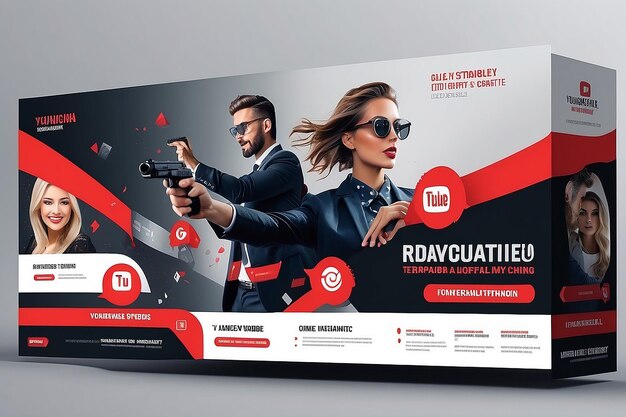 Foto agencia de marketing miniatura de video de youtube o banner web plantilla de gráficos personalizados editables