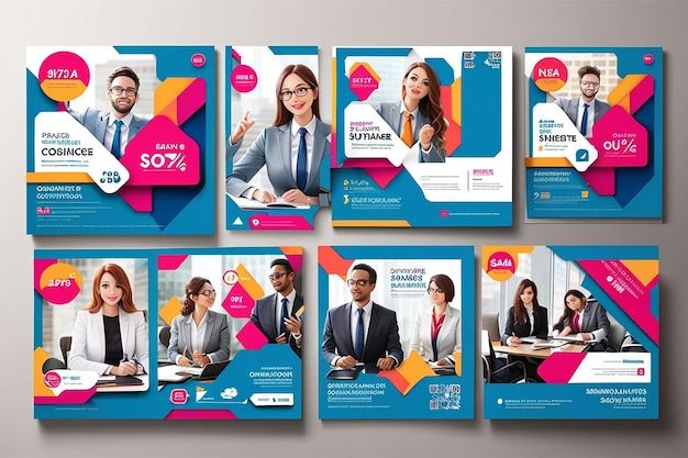 Agencia de negocios corporativos y folleto cuadrado instagram social media post banner