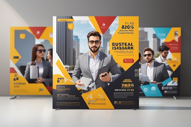 Agencia de negocios corporativos y folleto cuadrado instagram social media post banner