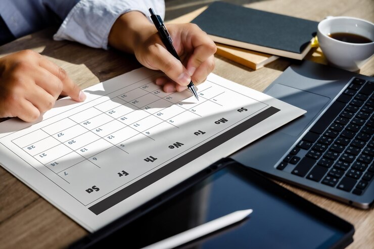 Foto agenda atividade informações calendário eventos e nomeação de reunião