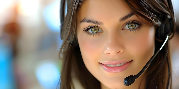 Foto agente de call center feminina eficiente prioriza o conceito de satisfação do cliente eficiência do call center de serviço ao cliente profissionais femininas satisfação do cliente indústria de serviços