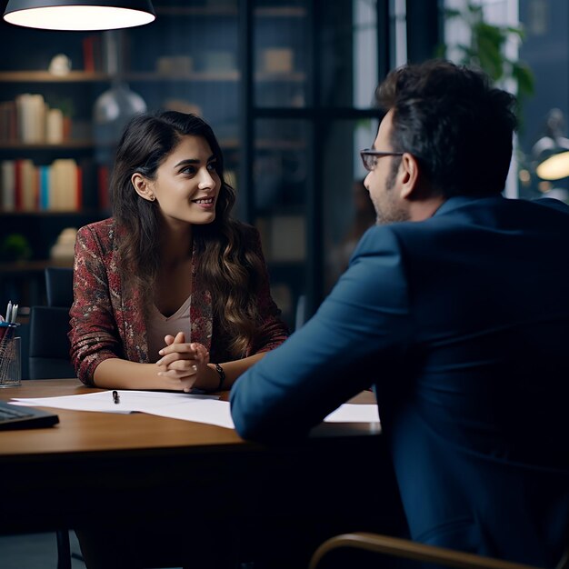 Agente de consultoria de seguros com uma jovem