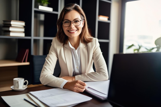 Agente de seguros experiente e experiente com um sorriso caloroso