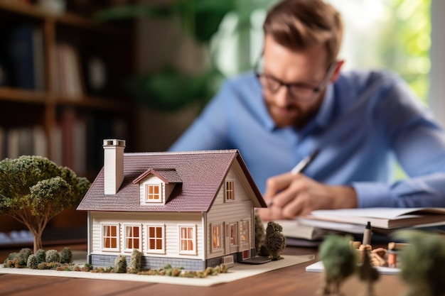 Agente imobiliário ou corretor de imóveis assinando contrato de hipoteca para nova casa Generative AI