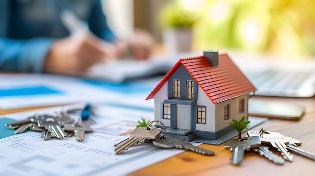 Agente inmobiliario explica la firma del acuerdo de venta de la casa al cliente Concepto de corredor