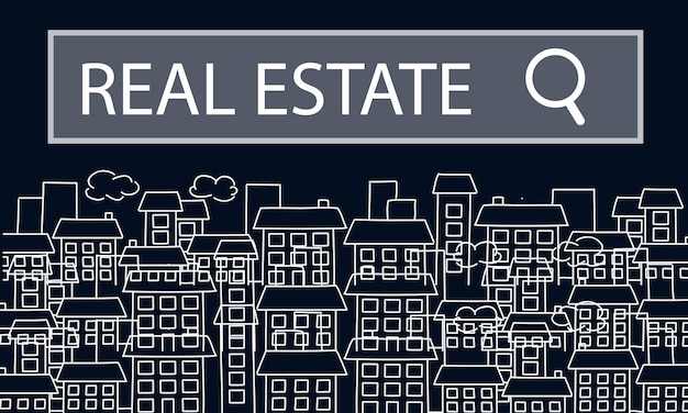 Agente inmobiliario presionando el botón en la pantalla virtual. Dedo de las mujeres en el icono de inicio.