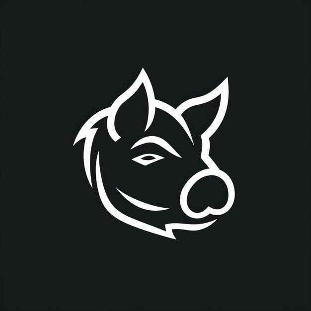 Aggressives Schweinekopf-Logo-Design, modern stilisiert in Schwarz und Weiß