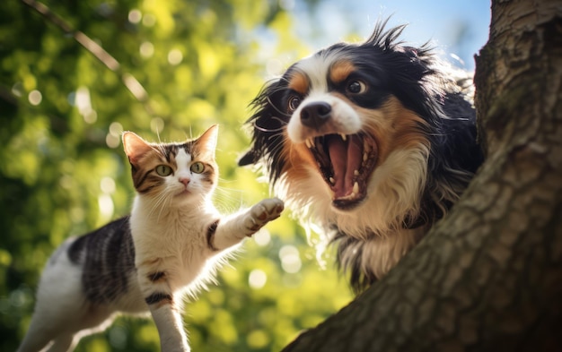 Agilidad y diversión en persecuciones de perros y gatos