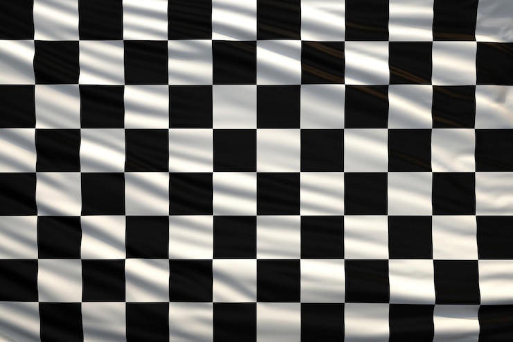 Foto agita la bandera de llegada