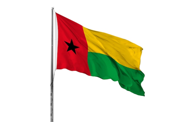 Agitando a bandeira da Guiné-Bissau