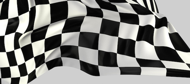 Foto agitando a bandeira de chegada do desporto motorizado a xadrez preto e branco