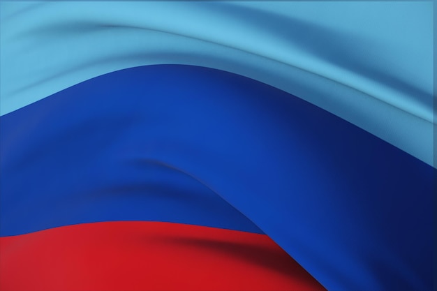 Agitando bandeiras do mundo - bandeira da República Popular de Luhansk. Vista do close up, ilustração 3D.