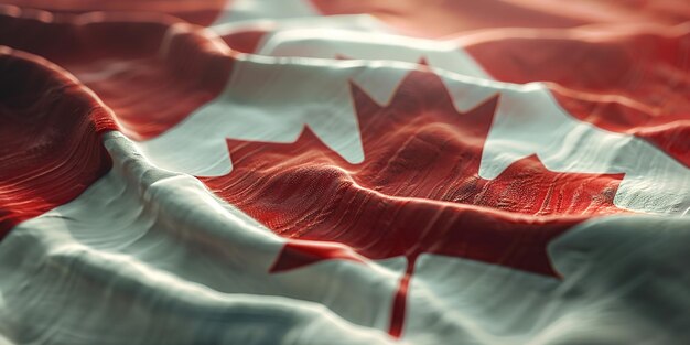 Agitando la bandera canadiense con iluminación y textura dinámicas