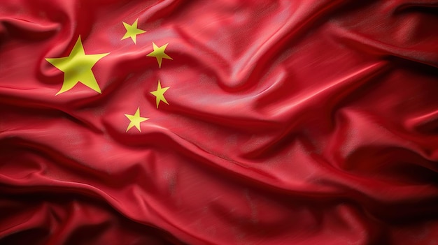 Agitando la bandera de la China envuelta en telas
