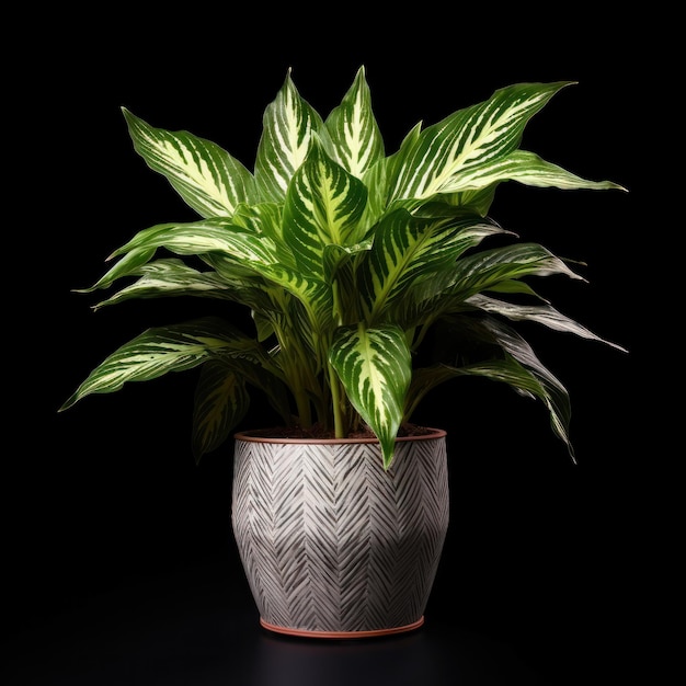 Aglaonema Chinese Evergreen Studioaufnahme isoliert auf klarem Hintergrund, generative KI