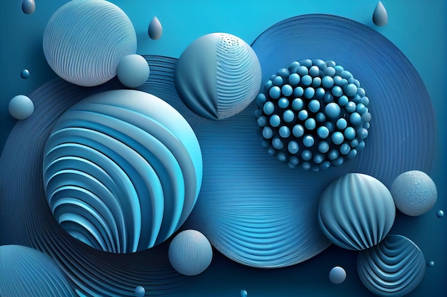 Aglomerado de esferas de cor azul 3d Abstrato Banner ou design de sinal Generative ai