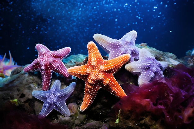 Aglomerado de estrelas do mar brilhantefoto de animal do mar