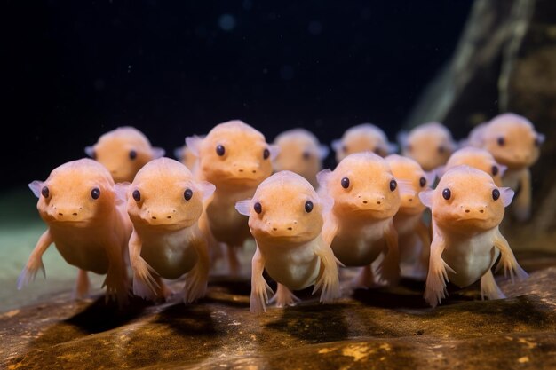 Foto los agraciados axolotles muestran su elegante estilo de natación