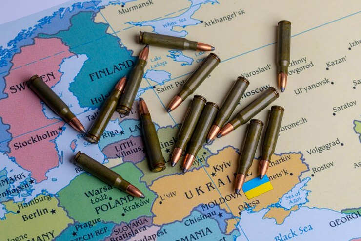 Foto agravamento do conflito na fronteira da ucrânia com a rússia mapa conceitual da rússia e da ucrânia
