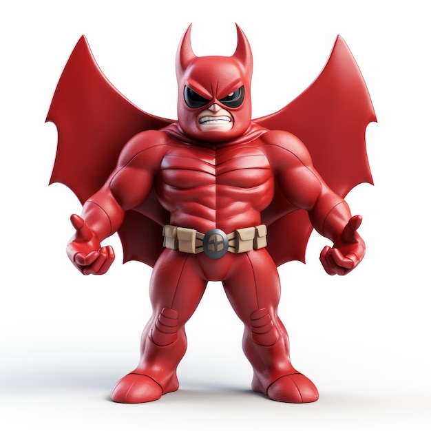 Agresiva figura de juguete roja detallada Batman inspirado en el monstruo superhéroe
