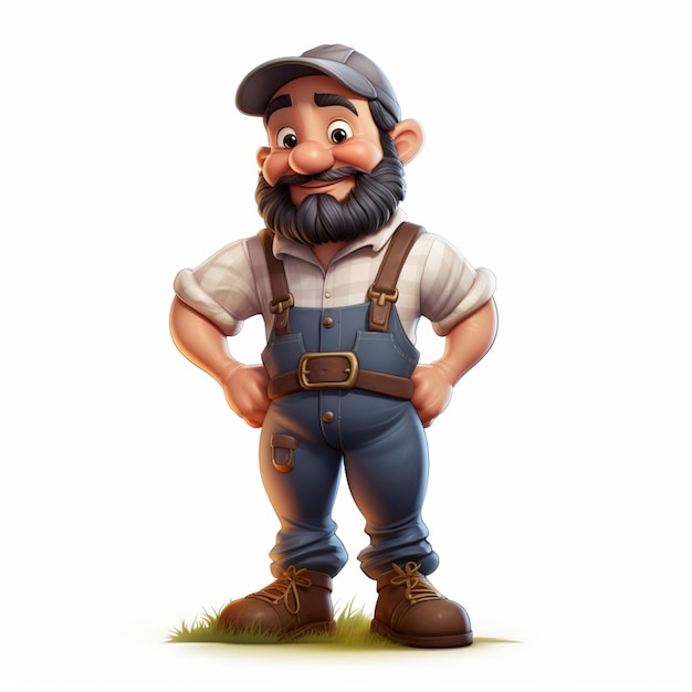 Agricultor 2d dibujos animados ilustrado en fondo blanco de alta calidad