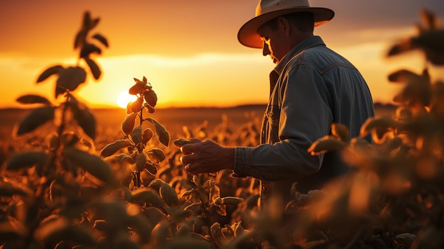 Agricultor en el campo ai generativo