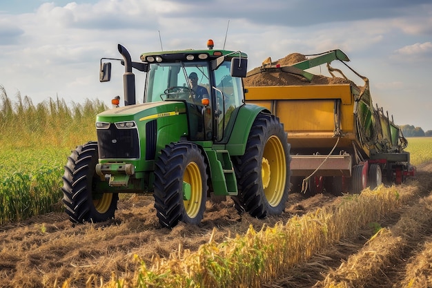 Agricultor colhendo safra de biocombustíveis em campo criado com IA generativa