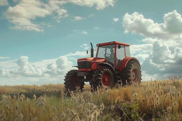 Agricultor conduciendo un tractor en el campo