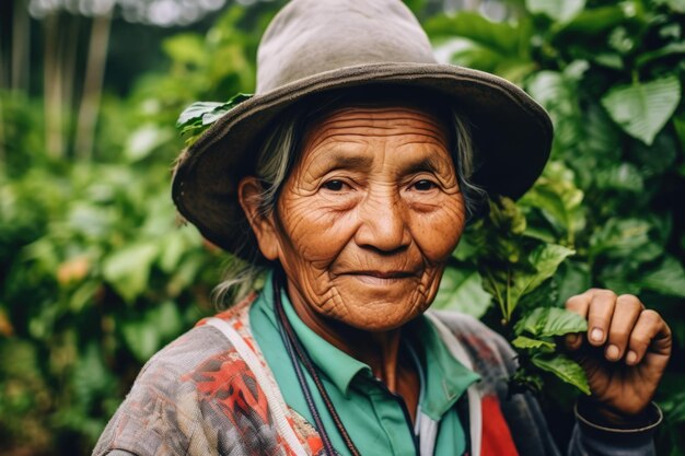 Agricultor em plantação de café arábica AI Generative