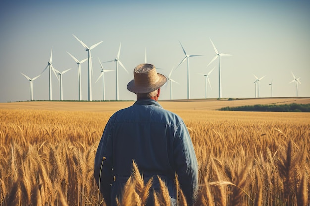 Agricultor em um campo de trigo