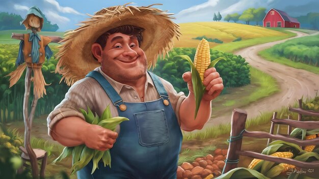 Foto agricultor feliz en el campo