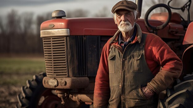 Agricultor indiano em pé no campo agrícola Generative ai