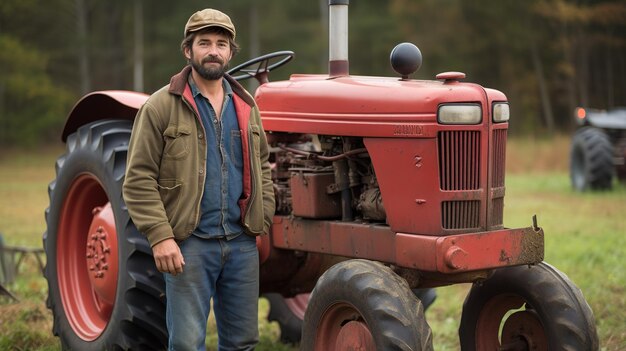 Foto agricultor indiano em pé no campo agrícola generative ai