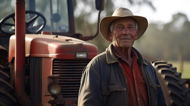 Agricultor indio de pie en el campo agrícola Generativa ai