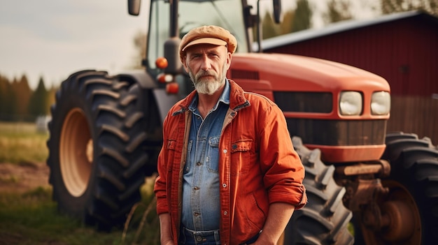 Agricultor indio de pie en el campo agrícola Generativa ai