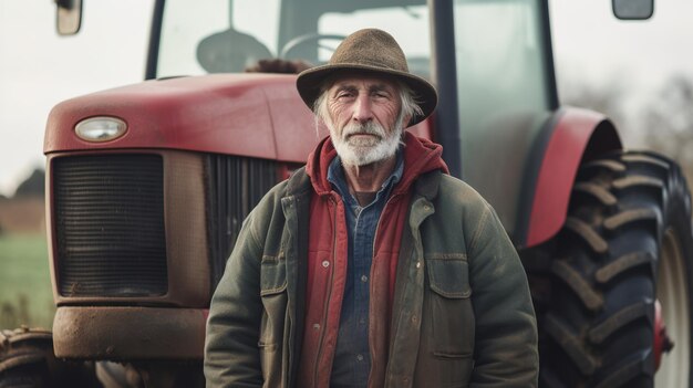 Agricultor indio de pie en el campo agrícola Generativa ai