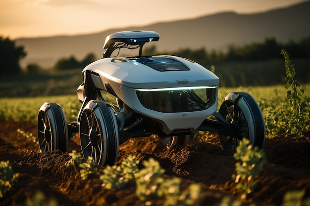 Un agricultor maneja un tractor autónomo