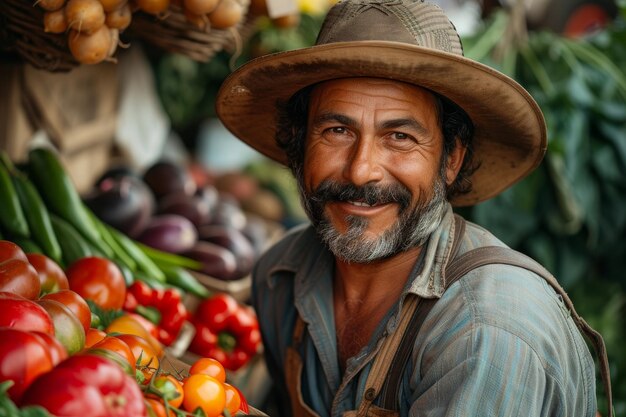 agricultor en el mercado de agricultores