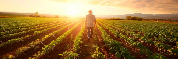 Foto agricultor que utiliza práticas agrícolas ecológicas, tais como a agricultura biológica e a permacultura;